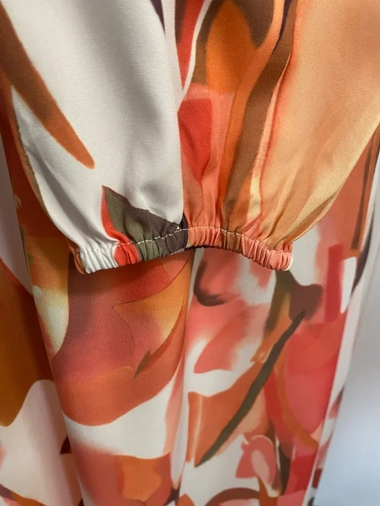 Romantic Flowing Maxi Dress V Neck Empire Waist | Boho Sunset Coral Pink Large - Picture 4 of 13